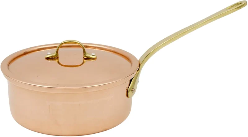 Handcrafted Copper Saucepan with Handle and Lid - Made in Portugal