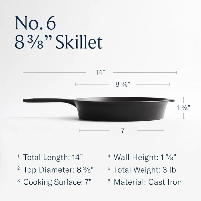 Field Company Small Cast Iron Skillet – 8.38-Inch Pre-Seasoned Pan for 1–2