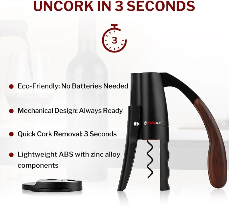Forge Quality Compact Vertical Lever Corkscrew Wine Opener with Foil — image 1