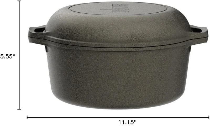 Lodge Cast Iron Double Dutch Oven 5 Quart - Pre-Seasoned 2-in-1 Cast Iron — image 5