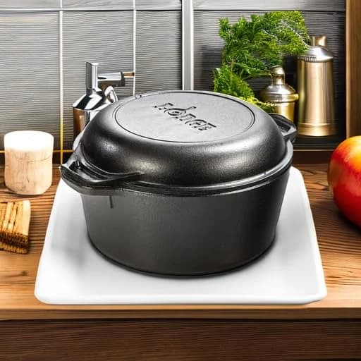 Lodge Cast Iron Double Dutch Oven 5 Quart - Pre-Seasoned 2-in-1 Cast Iron — image 4