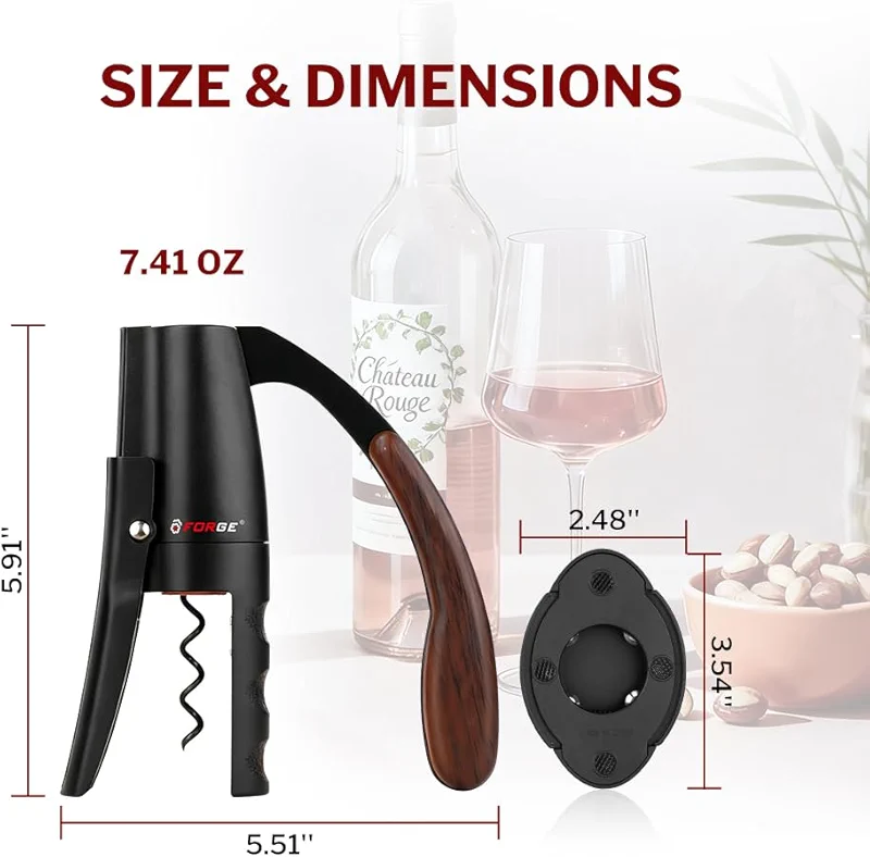Forge Quality Compact Vertical Lever Corkscrew Wine Opener with Foil — image 3