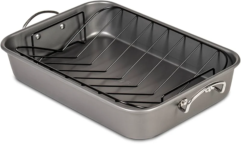 Glad Roasting Pan Nonstick 11x15 - Heavy Duty Metal Bakeware Dish with — image 2