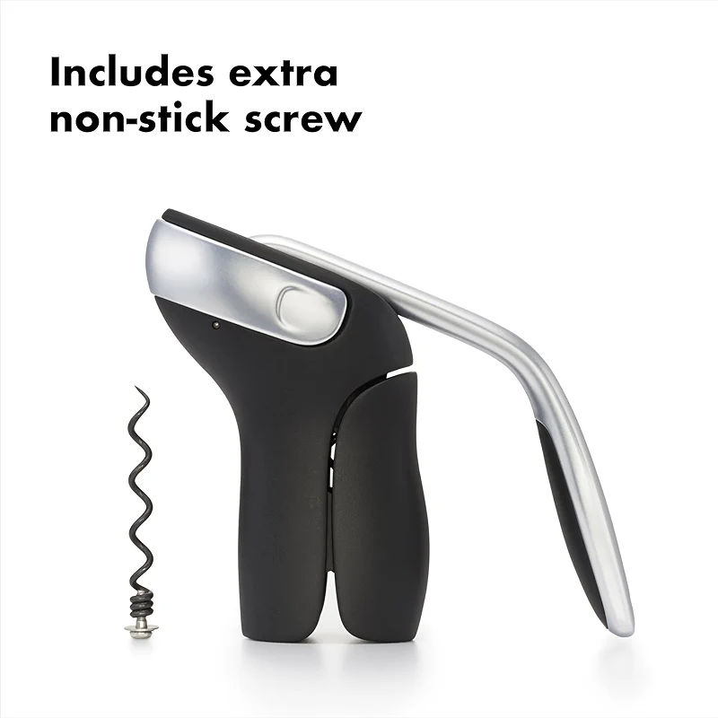 OXO Steel Vertical Lever Corkscrew with Removable Foil Cutter: image 3