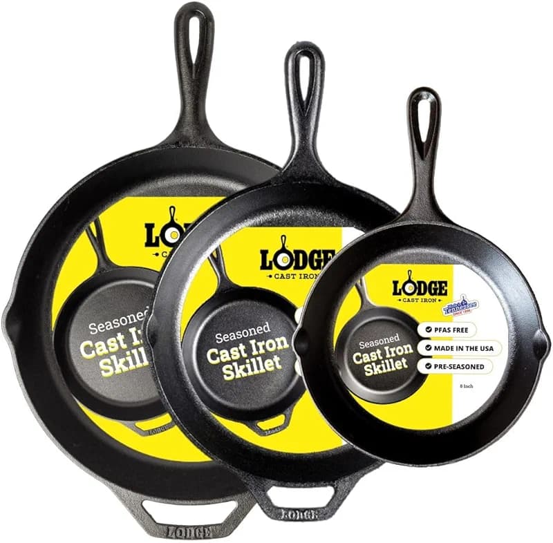 Lodge Seasoned Cast Iron Skillet Set 8 — image 1