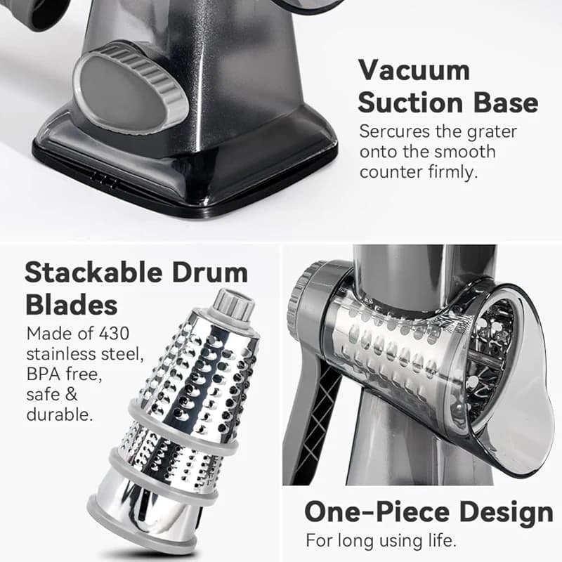 Cheese Grater Hand Crank Rotary Vegetables Shredder with Handle — image 2