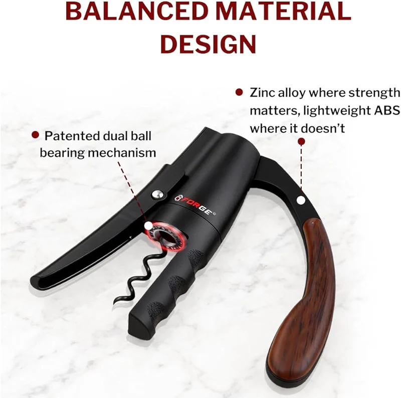 Forge Quality Compact Vertical Lever Corkscrew Wine Opener with Foil — image 2