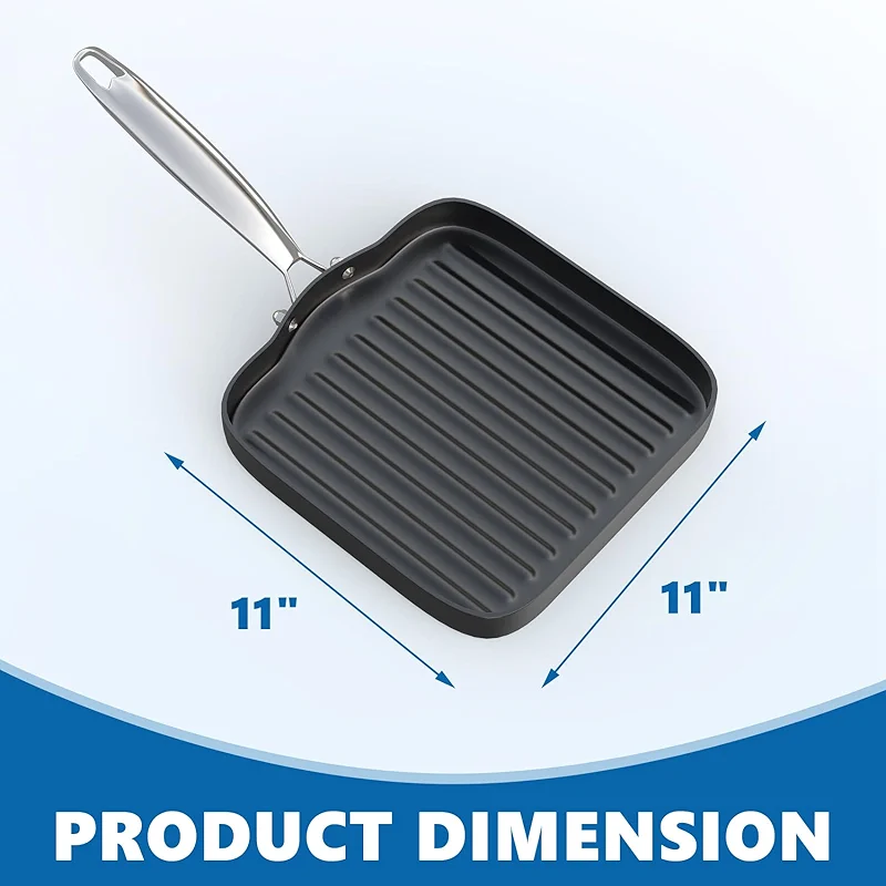 SafBbcue Square 11” Ridged Grill Pan - Non-Stick Ceramic Coated — image 2