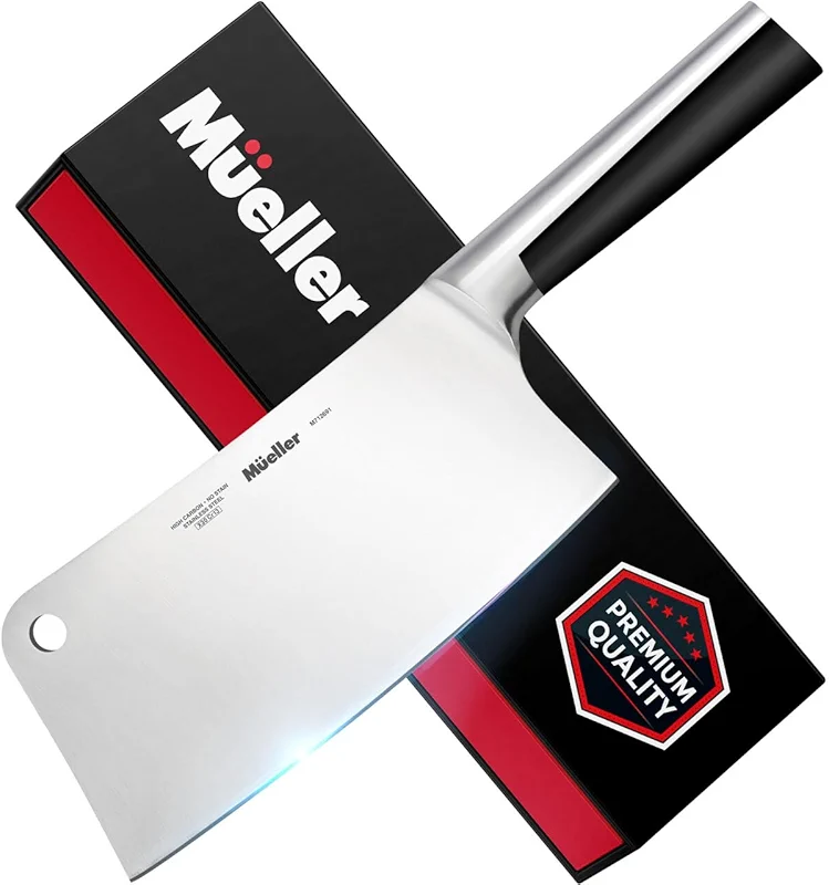 Mueller 7-Inch Meat Cleaver Butcher Knife - German High Carbon Steel