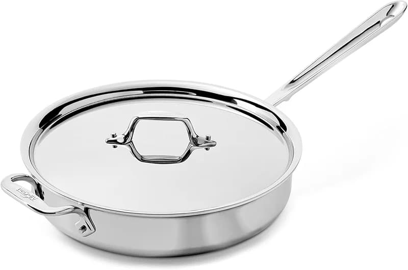 All-Clad D3® Stainless Steel 3 Quart Saute Pan Covered- Made in the USA: image 4