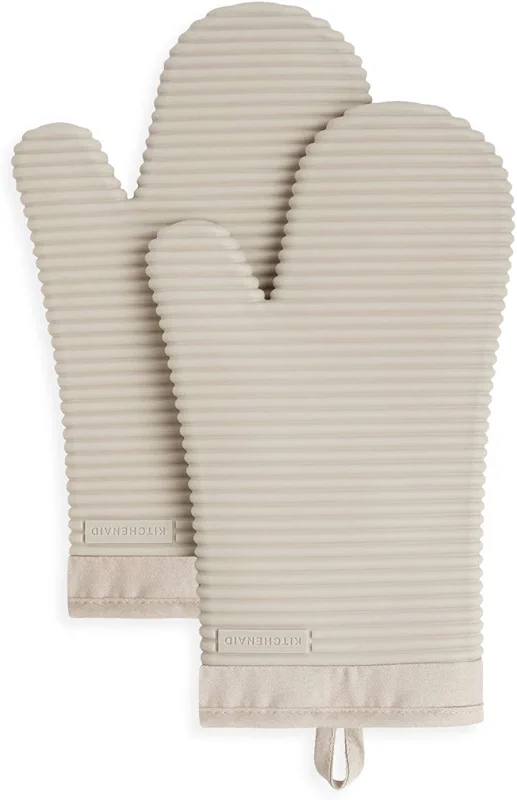 KITCHENAID Ribbed Soft Silicone Oven Mitt 2-Pack Set