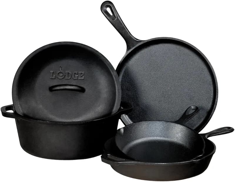 Lodge Cast Iron Set - 5-Piece Set - Pre-Seasoned Kitchen Set - Skillets
