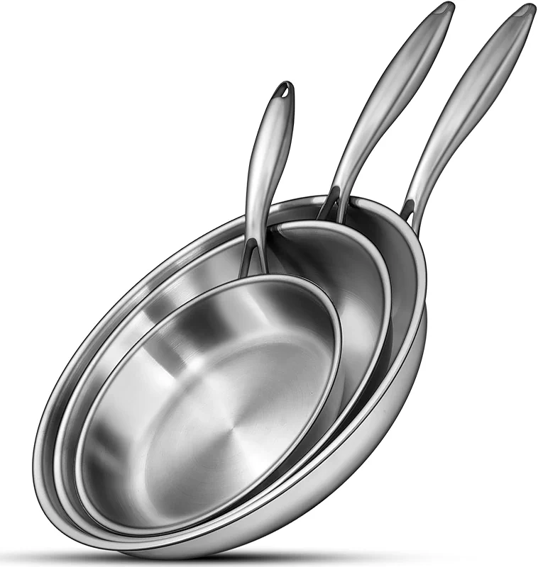 EWFEN Tri-Ply Stainless Steel Frying Pans Set