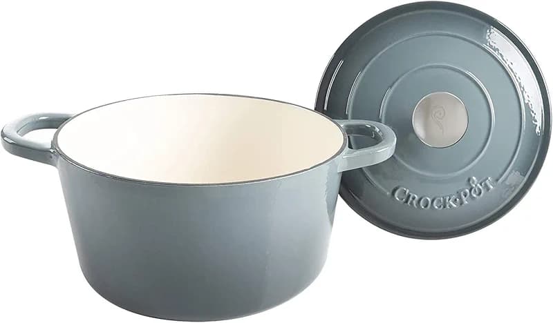 Crock-Pot Artisan 7-Quart Round Enameled Cast Iron Dutch Oven – Slate Gray — image 3