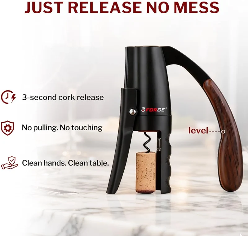 Forge Quality Compact Vertical Lever Corkscrew Wine Opener with Foil — image 4