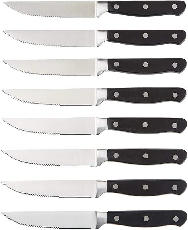 Amazon Basics 8-Piece Full Tang Stainless Steel Serrated Steak Knife Set — image 1