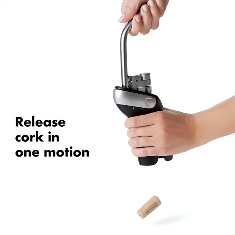 OXO Steel Vertical Lever Corkscrew with Removable Foil Cutter