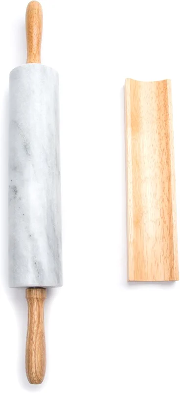 Fox Run Polished Marble Rolling Pin with Wooden Cradle — image 2