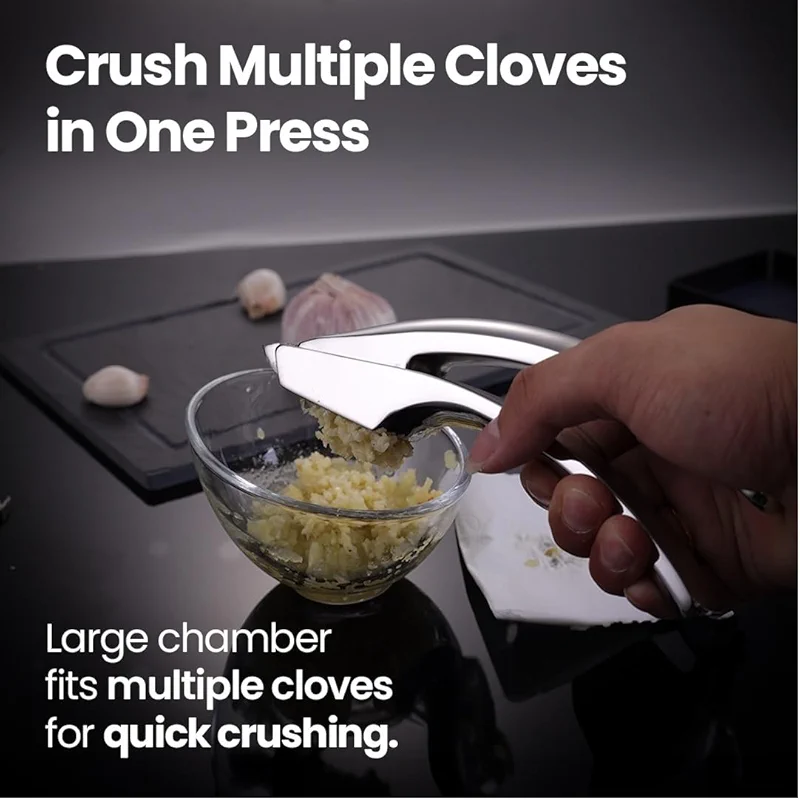 No Peeling Required Garlic Press Stainless Steel with Detachable Handle — image 4