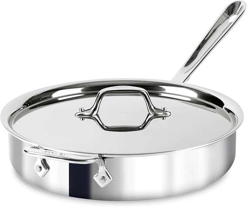 All-Clad D3 Stainless Steel 3 Quart Saute Pan Covered- Made in the USA — image 1