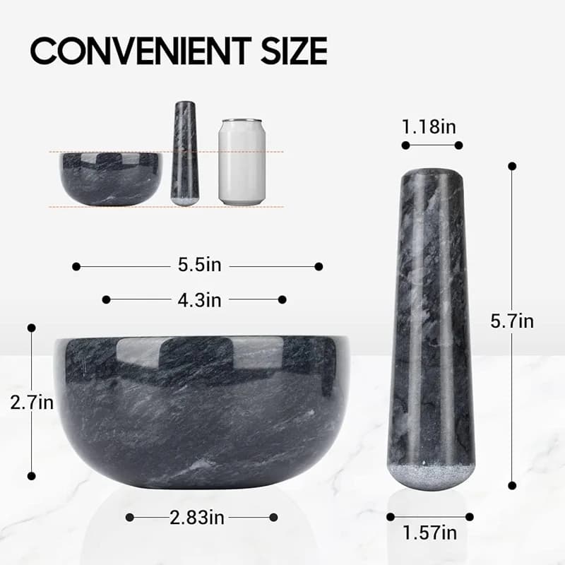 Tera Marble Mortar and Pestle Set Large Solid Stone Grinder Spice Herb