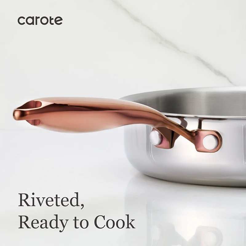 CAROTE 10" Tri-Ply Stainless Steel Deep Frying Pan with Lid — image 4
