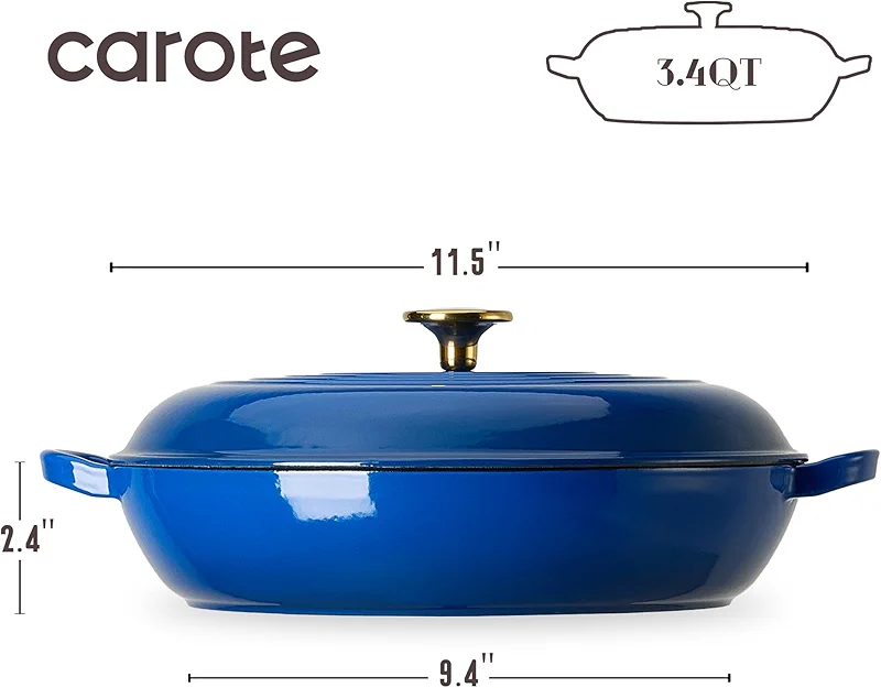 CAROTE 3.4QT Enameled Cast Iron Braiser Pan