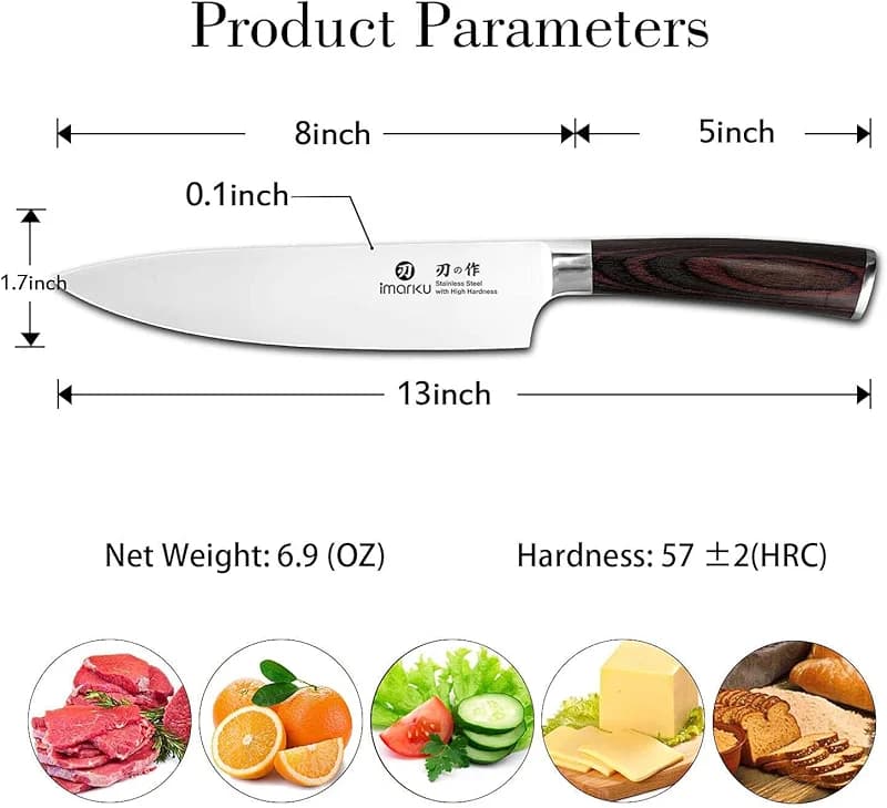 imarku Japanese Chef Knife - Sharp Kitchen Knife 8 Inch Chef's Knives HC — image 3