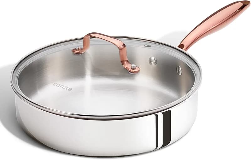 CAROTE 10" Tri-Ply Stainless Steel Deep Frying Pan with Lid — image 8