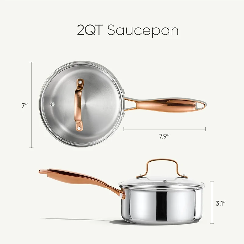 CAROTE 2Qt Stainless Steel Saucepan Set