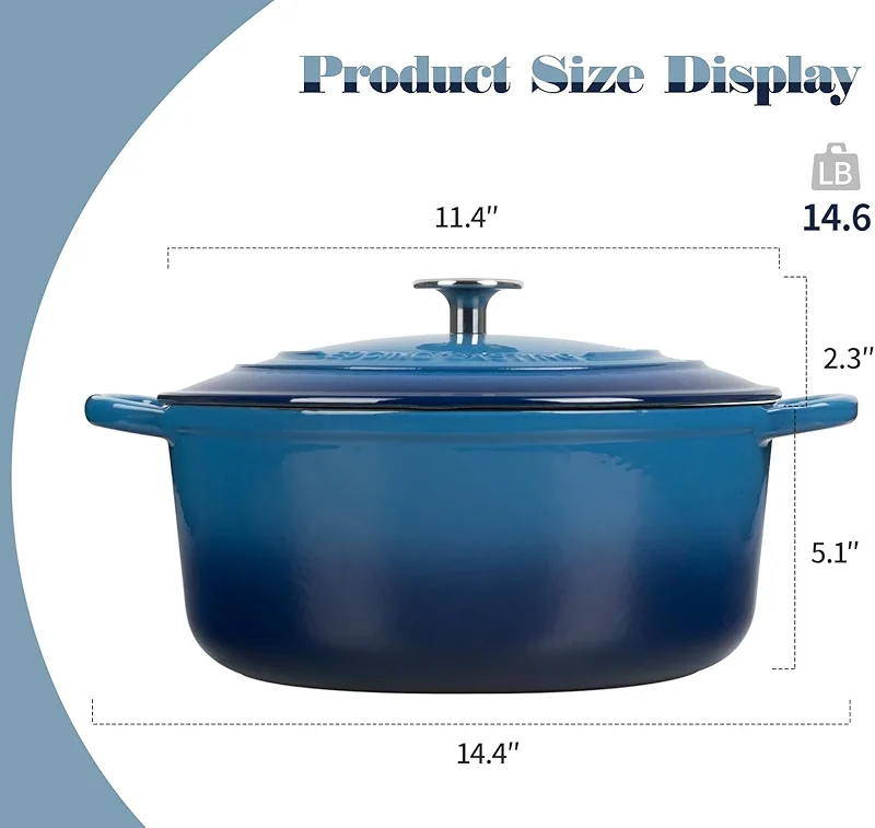 EDGING CASTING Enameled Cast Iron Dutch Oven Pot with Lid