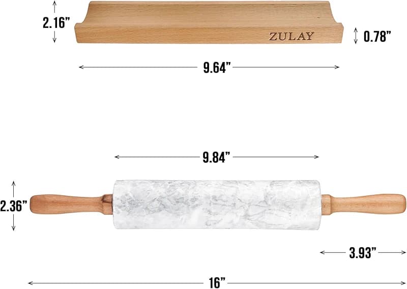 Zulay Kitchen 17-Inch Marble Rolling Pin With Stand - Polished Marble — image 8