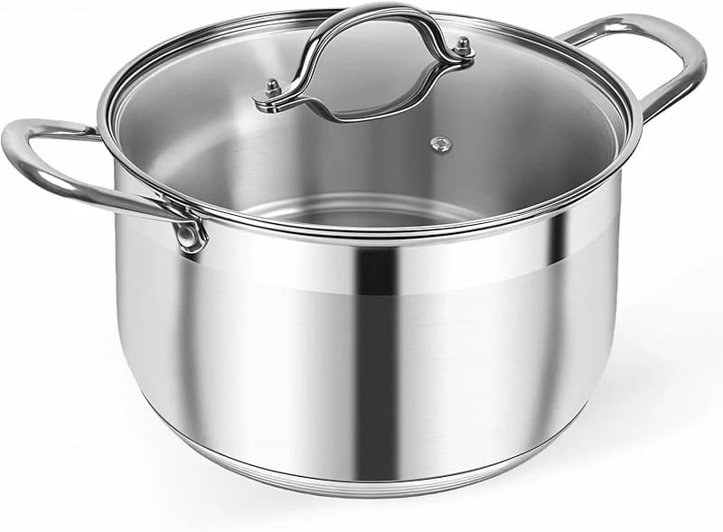 Kirecoo Stainless Steel Stock Pot - 8 Quart Heavy Duty Induction Cooking — image 1