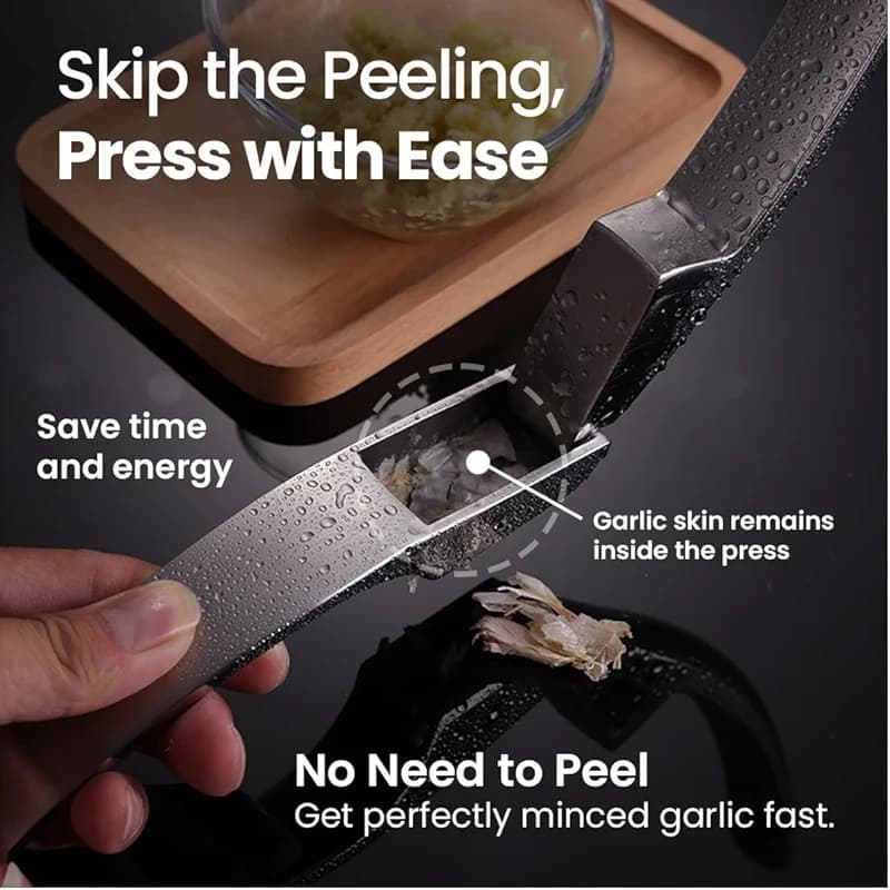 No Peeling Required Garlic Press Stainless Steel with Detachable Handle — image 5