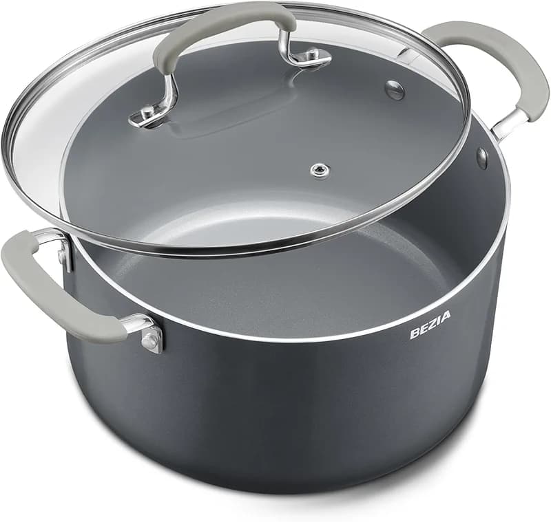 8 Quart Nonstick Stock Pot with Lid - BEZIA Ceramic Large Soup Pot for — image 4