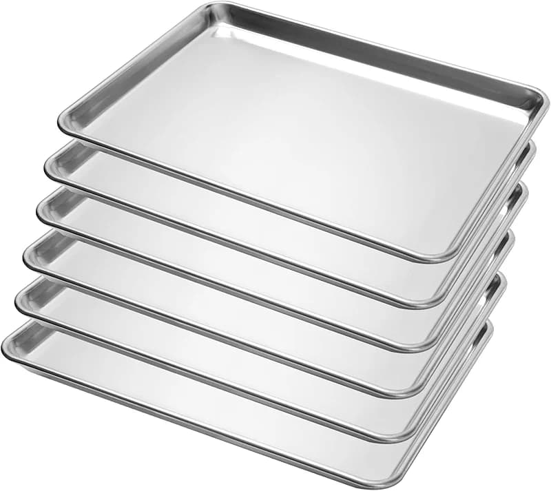 BIEAMA 6 Pack Half Size Baking Sheet Pan Aluminum Commercial Pan for Oven