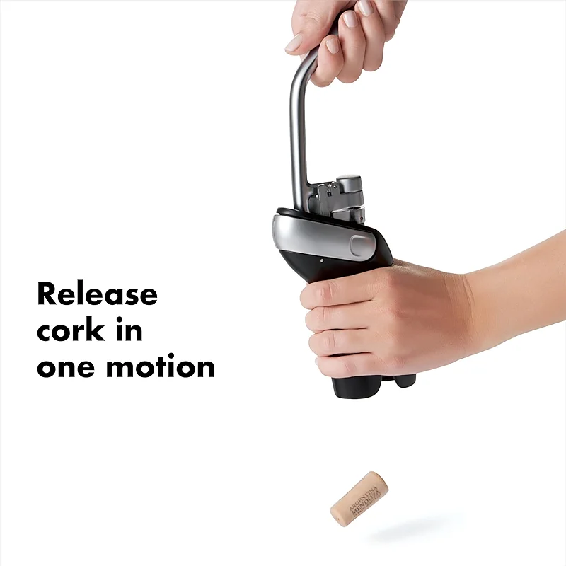 OXO Steel Vertical Lever Corkscrew with Removable Foil Cutter: image 2