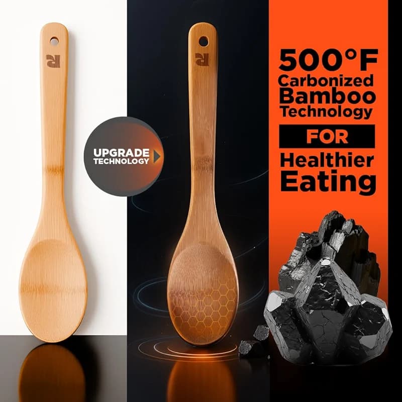Riveira Dark Bamboo Wooden Spoons for Cooking 6-Piece — image 4