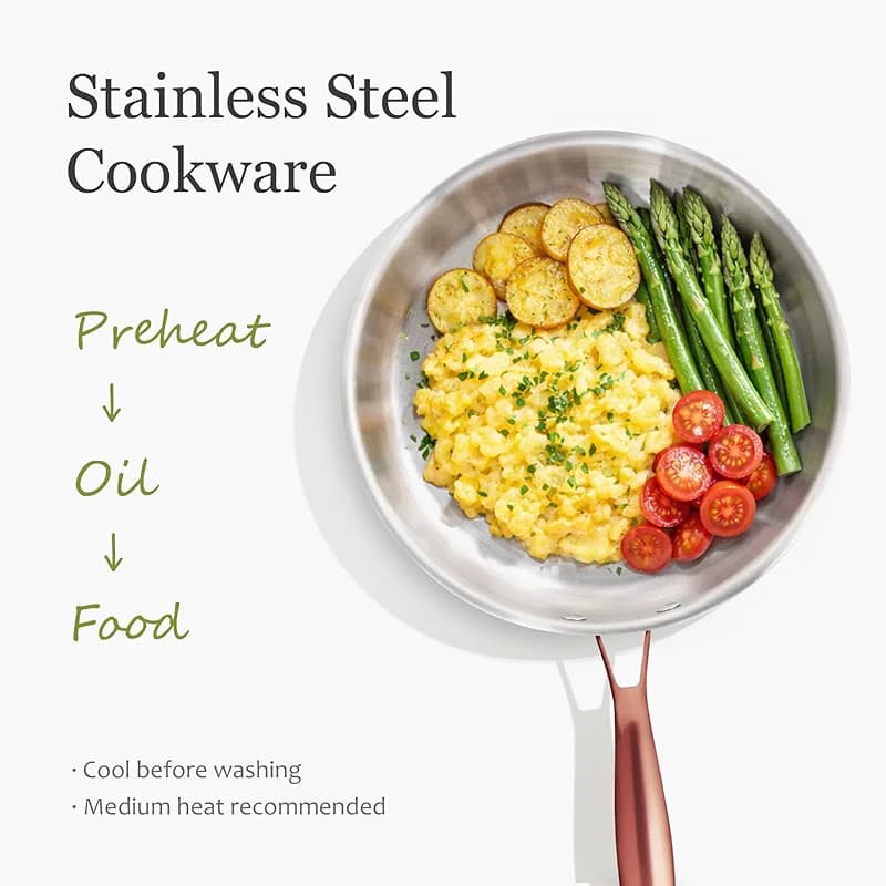 CAROTE 10" Tri-Ply Stainless Steel Deep Frying Pan with Lid — image 3