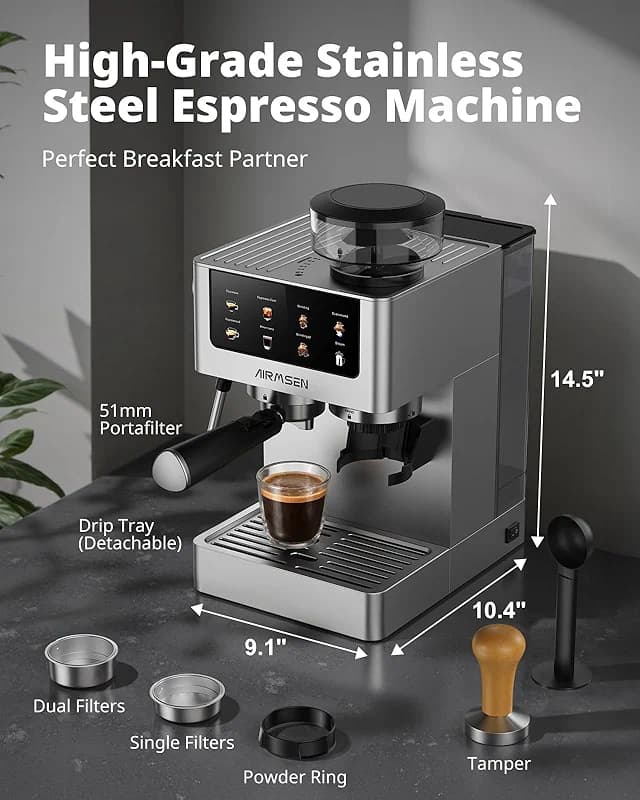 AIRMSEN Espresso Machines with Burr Grinder — image 2