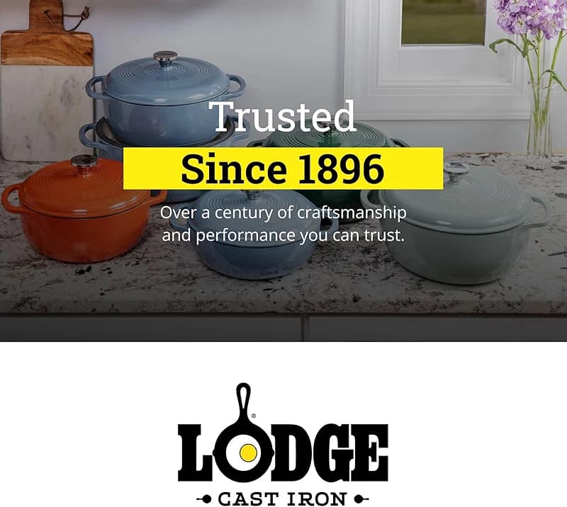 Lodge Essential Enamel Cast Iron Dutch Oven 6 Quarts - Perfect for Bread — image 4