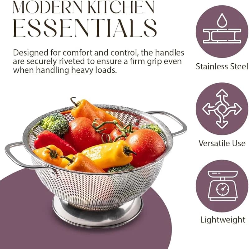 Bellemain Colander for Kitchen – 5 Qt Stainless Steel Strainer with Handle: image 4