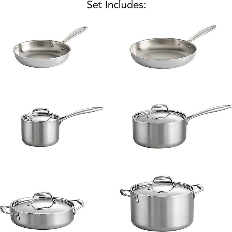 Tramontina Signature Tri-Ply Clad Stainless Steel 10-Piece Cookware Set