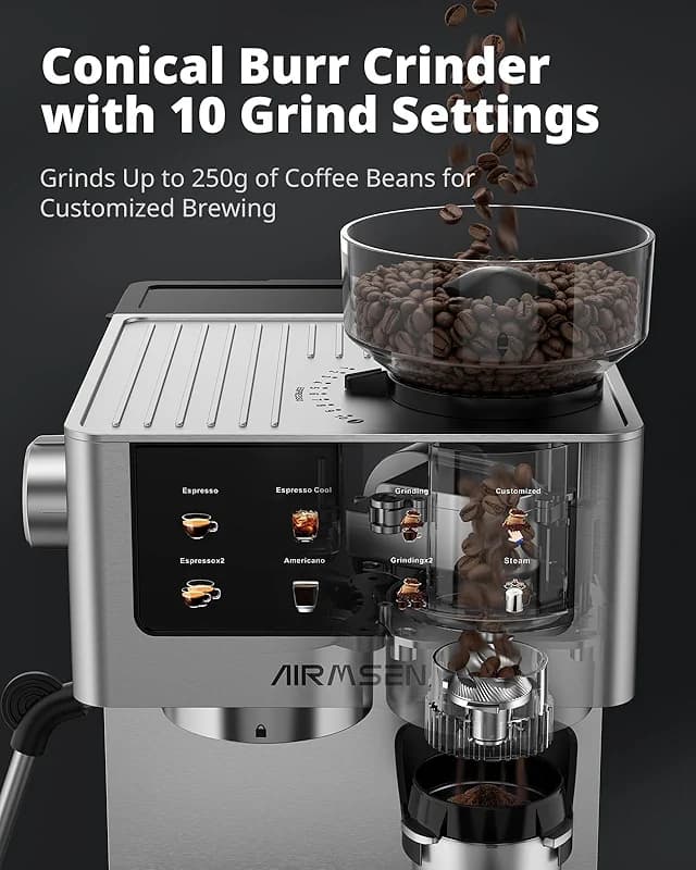 AIRMSEN Espresso Machines with Burr Grinder — image 3