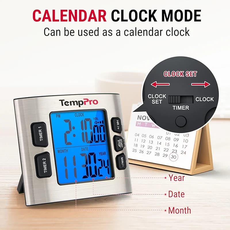 TempPro TM02 24H Digital Timer with Dual Kitchen Timers for Cooking — image 2
