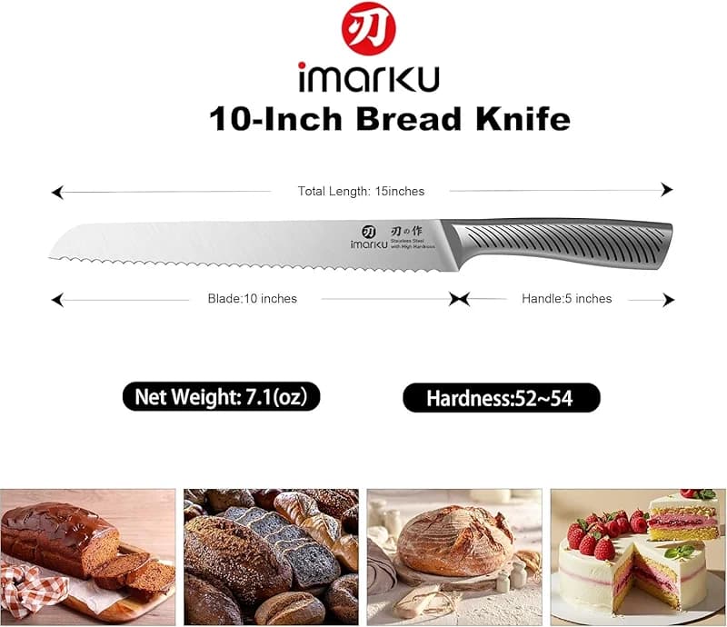 imarku Bread Knife 10 Inch: Japanese High Carbon Stainless Steel — image 2