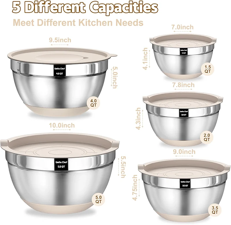 Umite Chef Mixing Bowls with Airtight Lids Set
