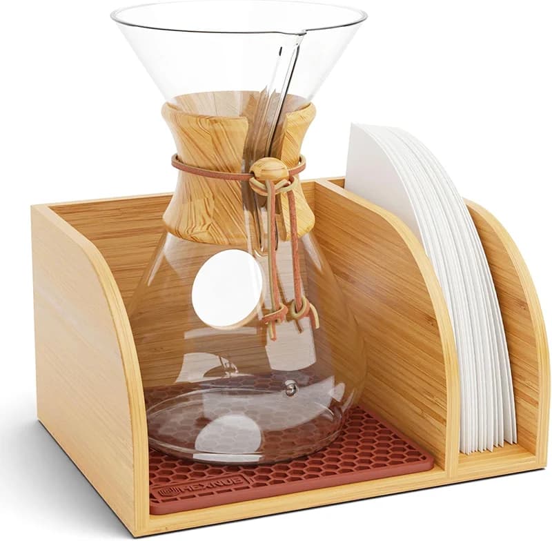 HEXNUB Bamboo Caddy for Pour Over Coffee Maker