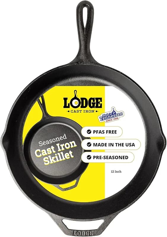 Lodge Seasoned Cast Iron Skillet 12 Inches - PFAS-Free: image 2