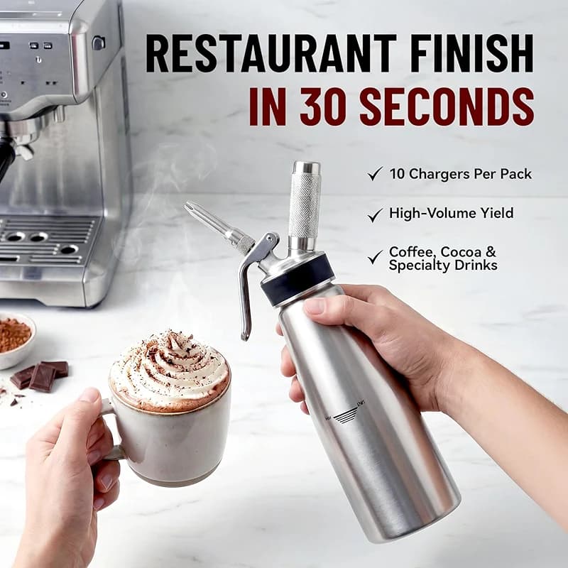 Chef Master Whipped Cream Charger (10-Pack) - N2O Cream Chargers for — image 2